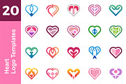 20 Logo Heart Template Bundle