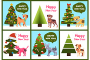 Happy New Year Posters Set Christmas