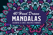 40 Colorful Hand Drawn Mandala