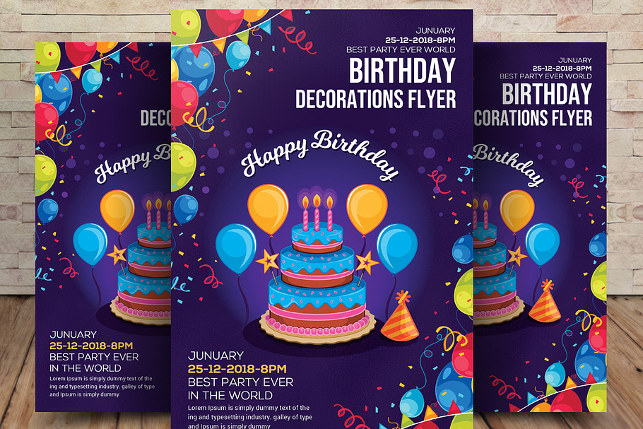 Birthday Decoration Flyer Template