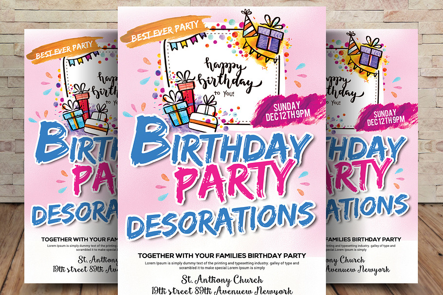 Birthday Party Decorations Flyer