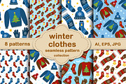 Christmas winter clothes pattern set