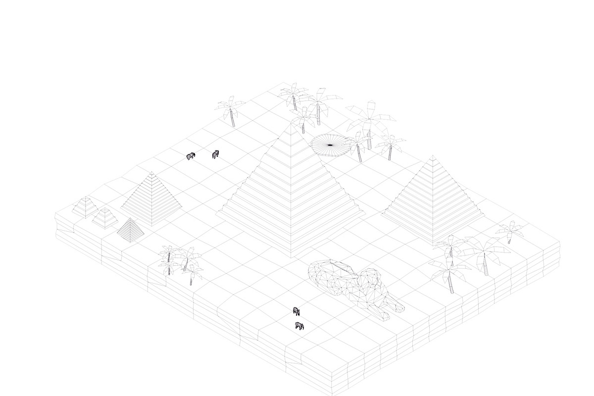Cartoon Low Poly Egipt Piramids  in Architecture - product preview 8
