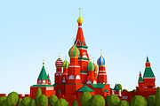 Cartoon Lowpoly Kremlin Landmark