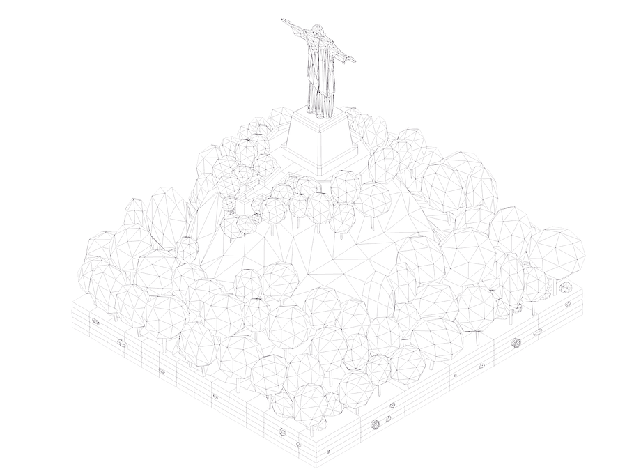 Cartoon Low Poly Christ Redeemer  in Architecture - product preview 5