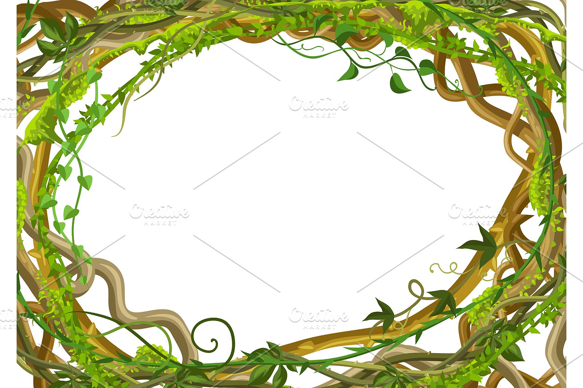 Twisted wild lianas branches frame. in Illustrations - product preview 8
