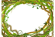 Twisted wild lianas branches frame.