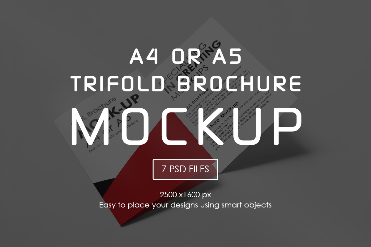 A4 or A5 Trifold Mockups in Print Mockups - product preview 8