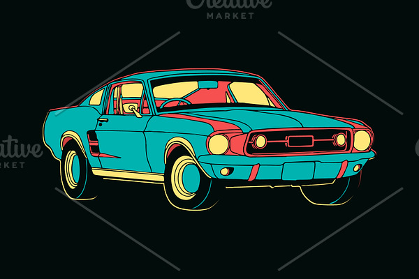 Colourful Mustang Car Vector