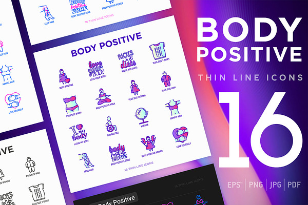 Body Positive | 16 Thin Line Icons