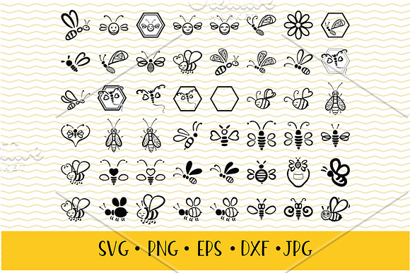 Honey 40 Bees Clip Art in Illustrations - product preview 1