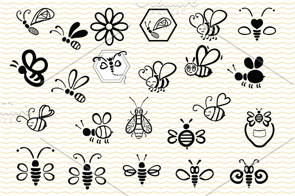 Honey 40 Bees Clip Art in Illustrations - product preview 2
