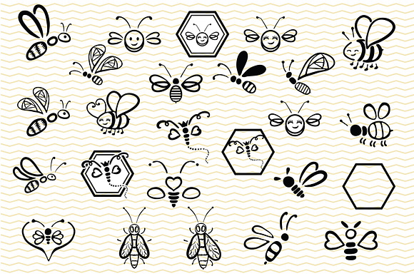 Honey 40 Bees Clip Art in Illustrations - product preview 3