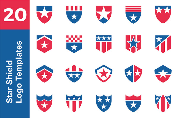 20 Logo Star Shield Template Bundle