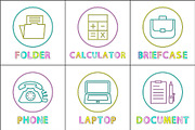 Business App Round Linear Icons