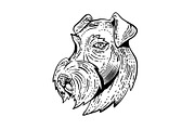 Airedale Terrier Head Etching Black 