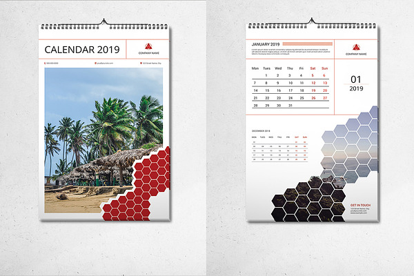 InDesign Wall Calendar 2019 - V04