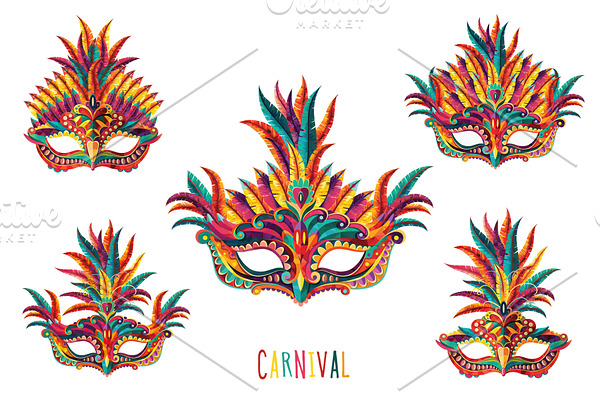 Carnival Masks vector set