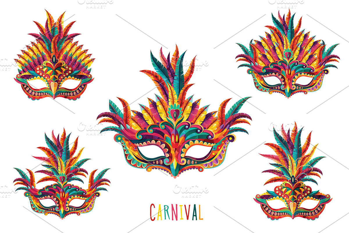 Carnival Masks vector set in Illustrations - product preview 8