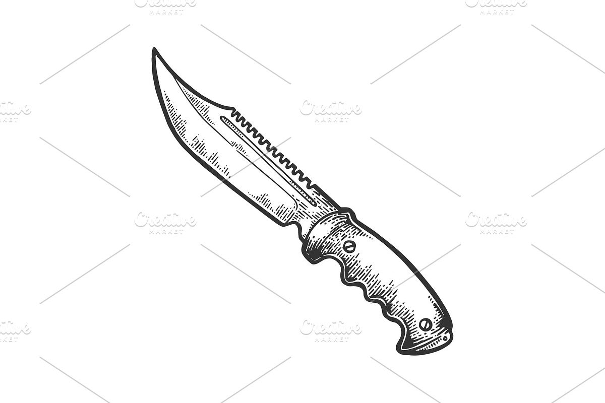 Hunter knife engraving vector in Illustrations - product preview 8