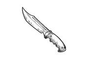 Hunter knife engraving vector