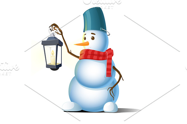 Cartoon snowman vector illustration