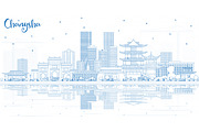 Outline Changsha China City Skyline 