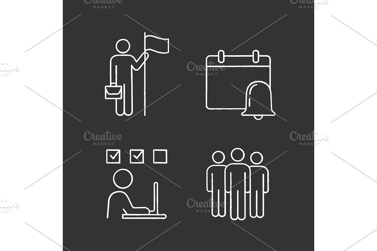 Business management chalk icons set in Icons - product preview 8