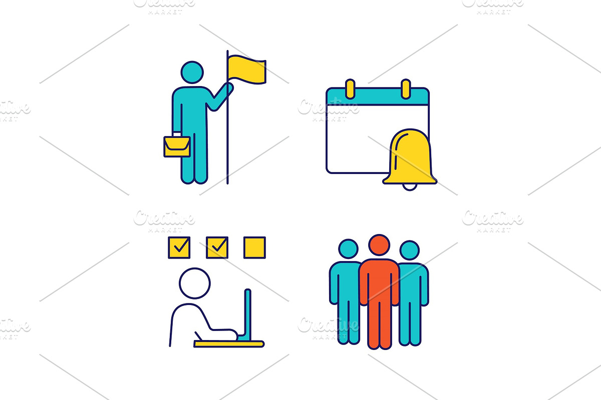 Business management color icons set in Icons - product preview 8