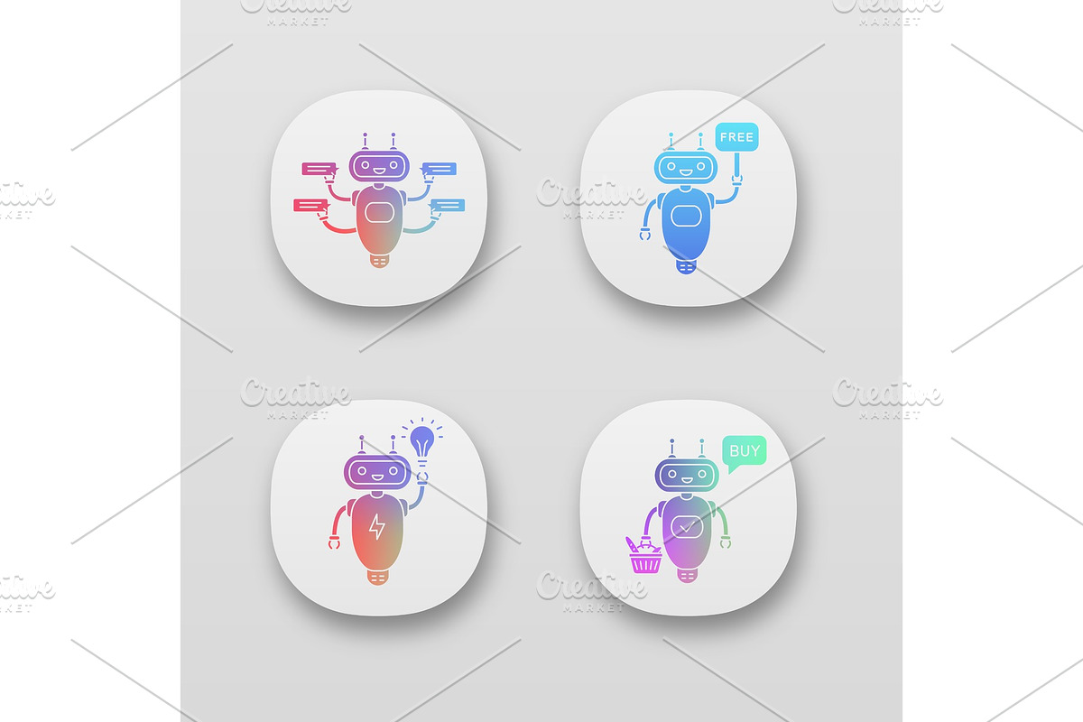 Chatbots app icons set in Icons - product preview 8