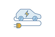 Electric car color icon