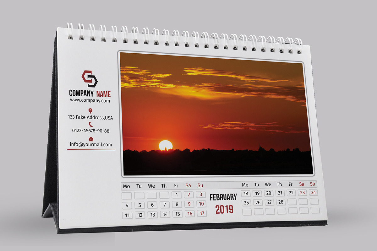 Desk Calendar Template 2019 - V12 in Stationery Templates - product preview 8