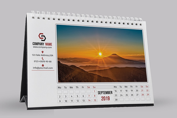 Desk Calendar Template 2019 - V12 in Stationery Templates - product preview 3