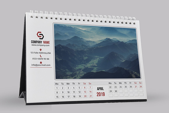Desk Calendar Template 2019 - V12 in Stationery Templates - product preview 5