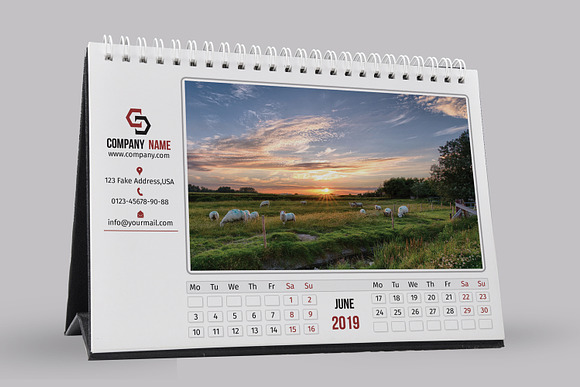 Desk Calendar Template 2019 - V12 in Stationery Templates - product preview 6