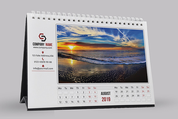 Desk Calendar Template 2019 - V12 in Stationery Templates - product preview 7