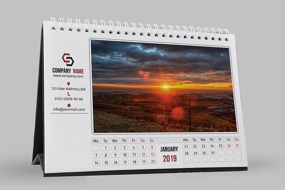 Desk Calendar Template 2019 - V12 in Stationery Templates - product preview 8