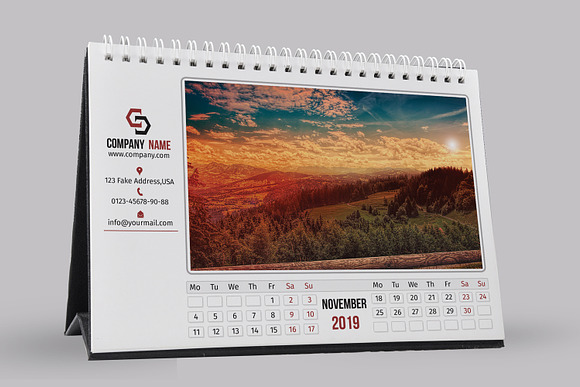 Desk Calendar Template 2019 - V12 in Stationery Templates - product preview 10