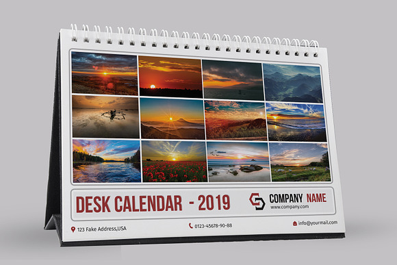 Desk Calendar Template 2019 - V12 in Stationery Templates - product preview 12