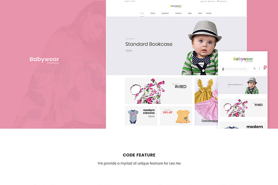Leo Babywear – Baby and Kids Fashion in Bootstrap Themes - product preview 8