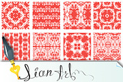 Squared backgrounds - red ornaments