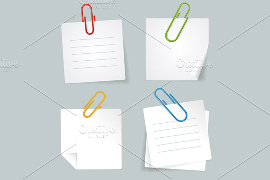 Vector Metal Paperclip and paper set in Objects - product preview 8