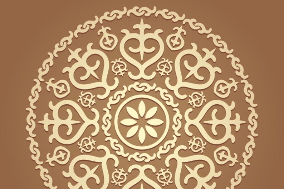 Islamic floral round pattern