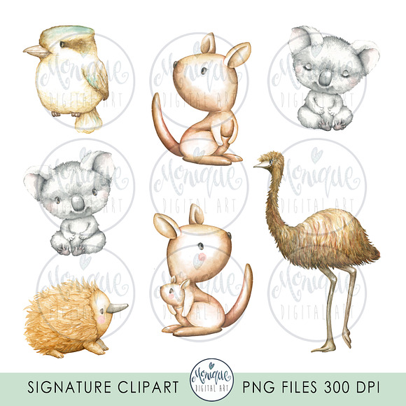 Australian Animals Clipart Watercolo in Illustrations - product preview 1