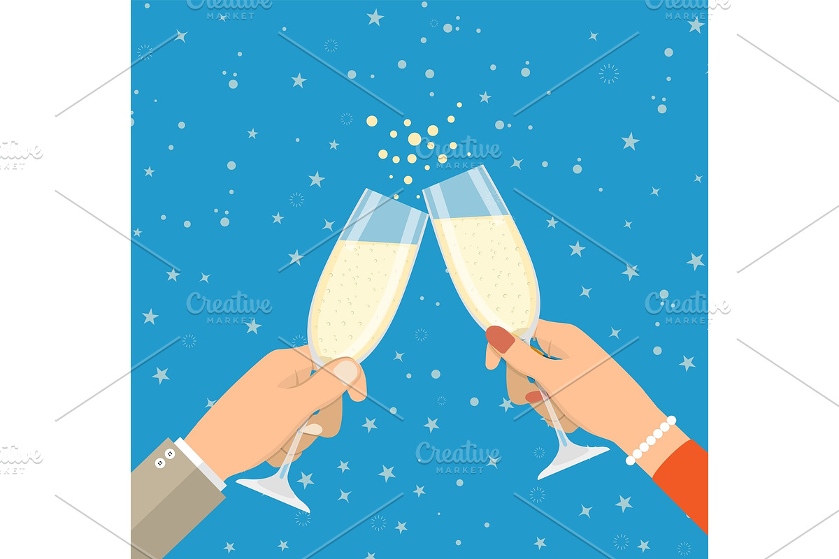 People holding champagne glasses in Illustrations - product preview 8