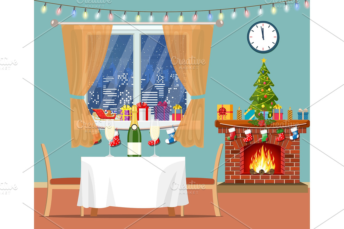 Christmas room interior. in Objects - product preview 8