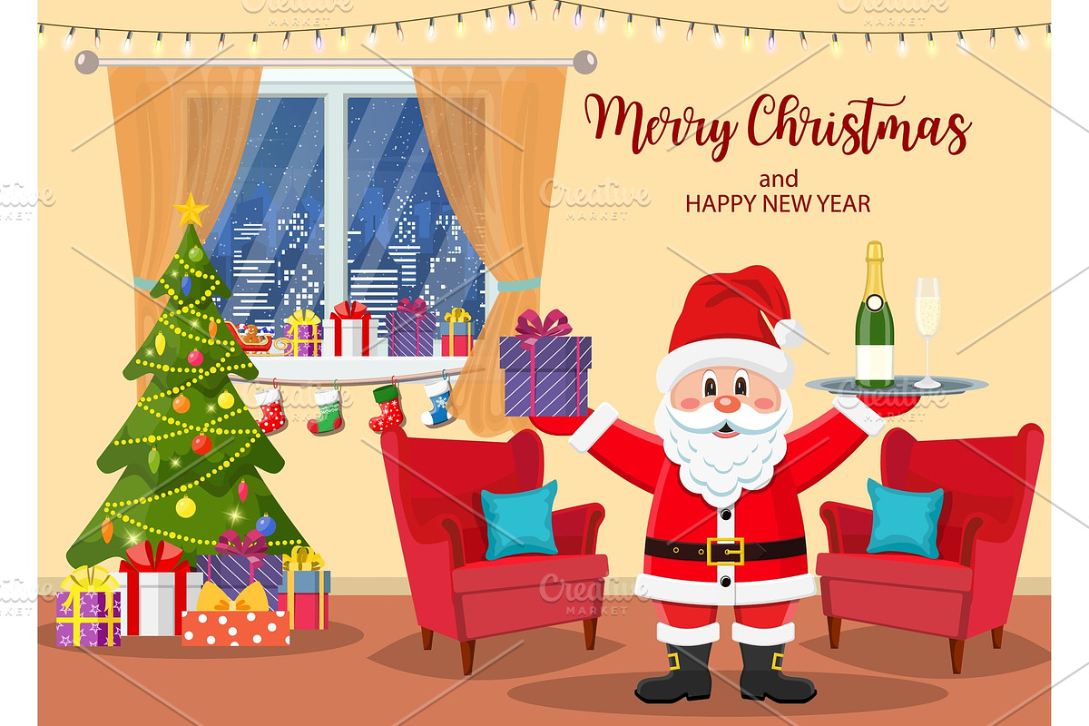 Christmas room interior. in Illustrations - product preview 8