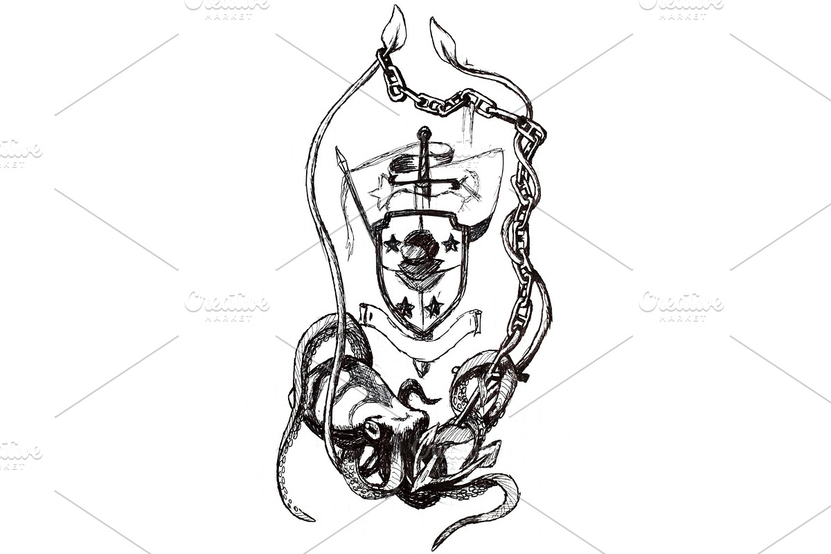 Symbol divers deepwaters. Squid in Illustrations - product preview 8