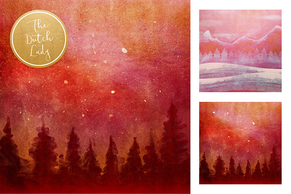 Winter Landscape Artwork Papers in Illustrations - product preview 2