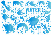 Blue Water Drop or Splash Set Vector